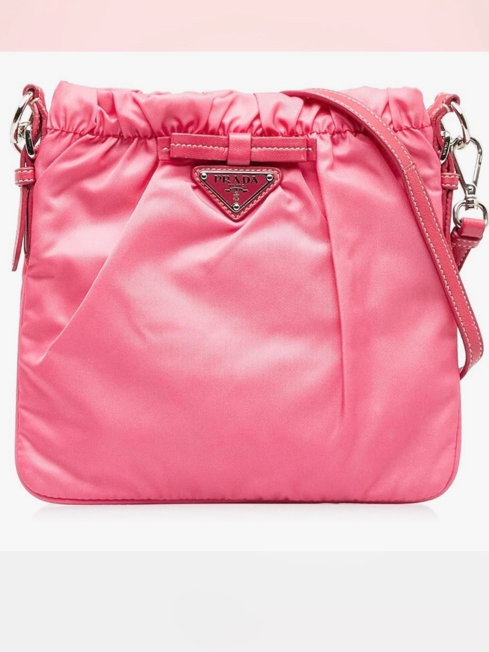PRADA⭐️! 🌸Pink Nylon Drawstring Shoulder Bag